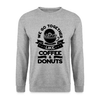 Nous allons ensemble Amateur de café Amateur de café et de beignets - Sweat-shirt Unisexe - gris chiné - Devant - Alina (178cm) & Michal (187cm)