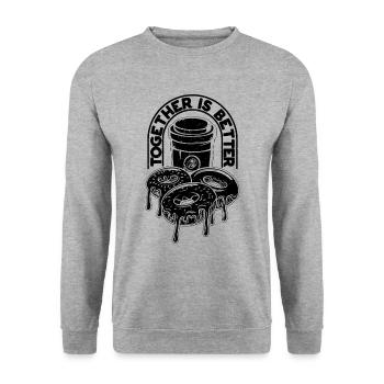 Ensemble, c’est un meilleur amateur de café et de beignets - Sweat-shirt Unisexe - gris chiné - Devant - Alina (178cm) & Michal (187cm)