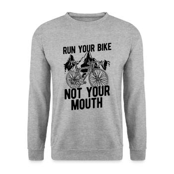 Run Your Bike Not Your Mouth Bicycle Biker Cyclist - Unisex Sweatshirt - salt & pepper - Front - Alina (178cm) & Michal (187cm)