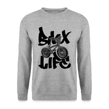 BMX Life Bicycle Cyclist Loves Cycling BMX Rider - Unisex Pullover - Weißgrau meliert - Vorne - Alina (178cm) & Michal (187cm)