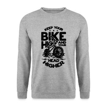 Keep Your Bike High BMX Racing Cycling BMX Rider - Unisex Pullover - Weißgrau meliert - Vorne - Alina (178cm) & Michal (187cm)