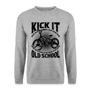 Kick It Old School BMX Racing Cycling BMX Rider - Unisex Pullover - Weißgrau meliert - Vorne - Alina (178cm) & Michal (187cm)
