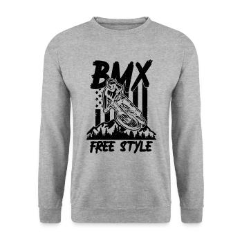 BMX Free Style Bicycle Racing Cycling BMX Rider - Unisex Pullover - Weißgrau meliert - Vorne - Alina (178cm) & Michal (187cm)
