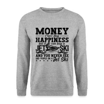 Money Can't Buy Happiness Jetski Skiing Jet Skier - Unisex Sweatshirt - salt & pepper - Front - Alina (178cm) & Michal (187cm)