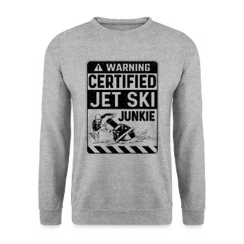 Warning Certified Jet Ski Junkie Skiing Jet Skier - Unisex Sweatshirt - salt & pepper - Front - Alina (178cm) & Michal (187cm)