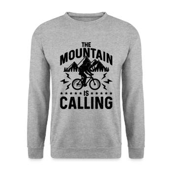 The Mountain Is Calling Bicycle Mountain Biker - Unisex Sweatshirt - salt & pepper - Front - Alina (178cm) & Michal (187cm)