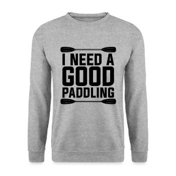 J’ai besoin d’un bon amateur de rafting Kayak de radeau - Sweat-shirt Unisexe - gris chiné - Devant - Alina (178cm) & Michal (187cm)