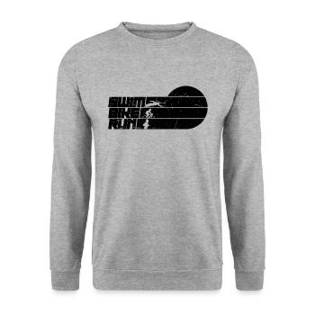 Swim Bike Run Retro Competition Triathlon Lover - Unisex Pullover - Weißgrau meliert - Vorne - Alina (178cm) & Michal (187cm)
