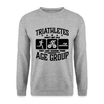 Les triathlètes ne deviennent pas vieux amateurs de triathlon cycliste - Sweat-shirt Unisexe - gris chiné - Devant - Alina (178cm) & Michal (187cm)