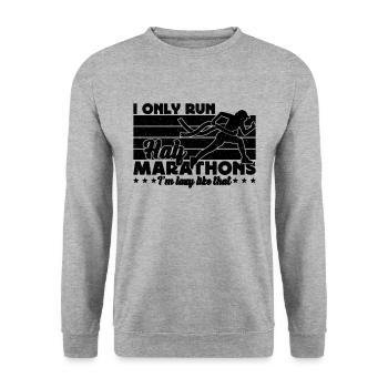 Je ne cours que des semi-marathons Retro Running Marathoner - Sweat-shirt Unisexe - gris chiné - Devant - Alina (178cm) & Michal (187cm)
