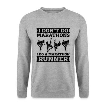 Je ne fais pas de marathons en courant Entraînement Marathonien - Sweat-shirt Unisexe - gris chiné - Devant - Alina (178cm) & Michal (187cm)
