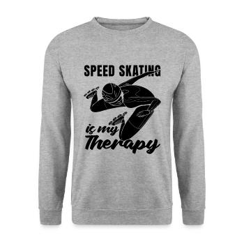 Le patinage de vitesse est ma thérapie patins patineur de vitesse - Sweat-shirt Unisexe - gris chiné - Devant - Alina (178cm) & Michal (187cm)