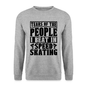 Larmes des gens que j’ai battus patineur de vitesse - Sweat-shirt Unisexe - gris chiné - Devant - Alina (178cm) & Michal (187cm)