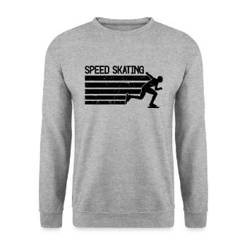 Speed Skating Retro Winter Sports Speed Skater - Unisex Pullover - Weißgrau meliert - Vorne - Alina (178cm) & Michal (187cm)