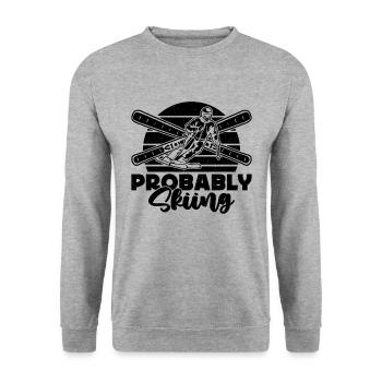 Probably Skiing Retro Loves Winter Sports XC Skier - Unisex Pullover - Weißgrau meliert - Vorne - Alina (178cm) & Michal (187cm)