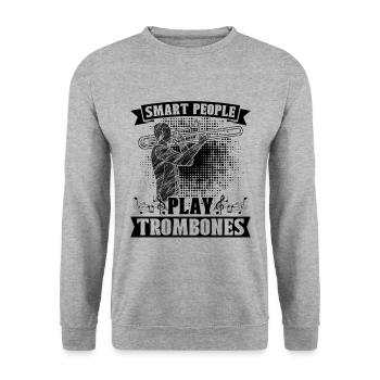 Smart People Play Trombone Brass Band Trombonist - Unisex Pullover - Weißgrau meliert - Vorne - Alina (178cm) & Michal (187cm)