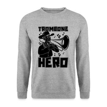 Trombone Hero Concert Band Instrument Trombonist - Unisex Pullover - Weißgrau meliert - Vorne - Alina (178cm) & Michal (187cm)