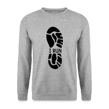 I Run Loves Marathon Race Running Country Runner - Unisex Pullover - Weißgrau meliert - Vorne - Alina (178cm) & Michal (187cm)