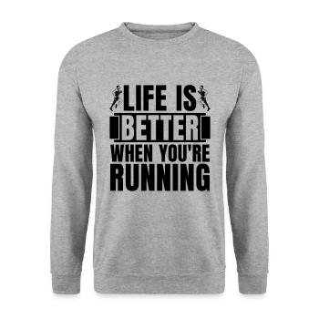 Life Is Better When Marathon Race Country Runner - Unisex Pullover - Weißgrau meliert - Vorne - Alina (178cm) & Michal (187cm)