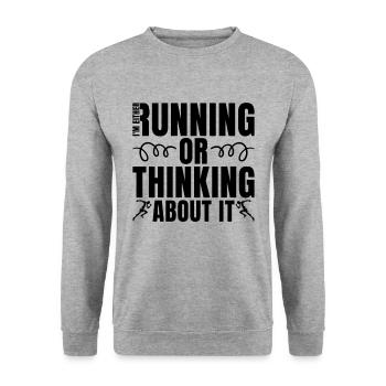 Je suis coureur ou coureur de course athlétique - Sweat-shirt Unisexe - gris chiné - Devant - Alina (178cm) & Michal (187cm)