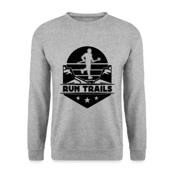 Run Trails Retro Loves Ultra Running Trail Runner - Unisex Sweatshirt - salt & pepper - Front - Alina (178cm) & Michal (187cm)
