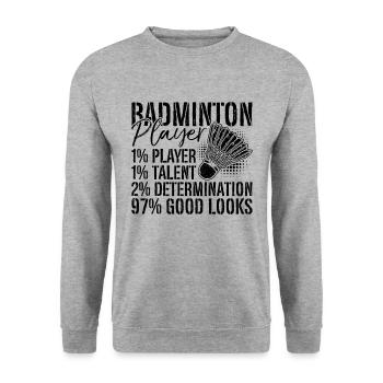 Badminton Player 1% Player Shuttlecock Badminton - Unisex Pullover - Weißgrau meliert - Vorne - Alina (178cm) & Michal (187cm)