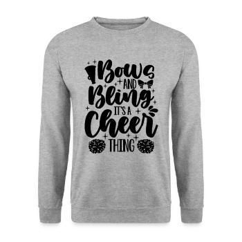 Bows And Bling It’s A Cheer Squad Cheerleader - Sweat-shirt Unisexe - gris chiné - Devant - Alina (178cm) & Michal (187cm)