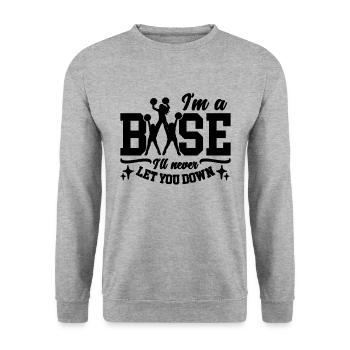 I'm Base I'll Never Let You Gymnast Cheerleader - Unisex Pullover - Weißgrau meliert - Vorne - Alina (178cm) & Michal (187cm)