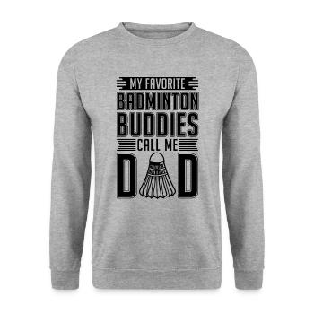 Mes copains de badminton préférés Shuttlecock Player - Sweat-shirt Unisexe - gris chiné - Devant - Alina (178cm) & Michal (187cm)