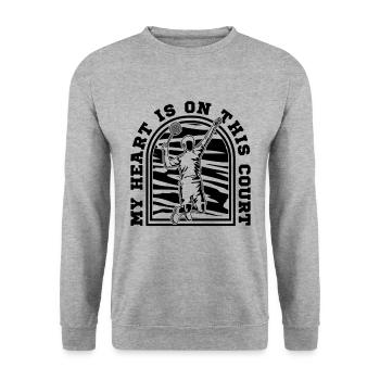 My Heart Is On This Court Racquet Badminton Player - Unisex Sweatshirt - salt & pepper - Front - Alina (178cm) & Michal (187cm)