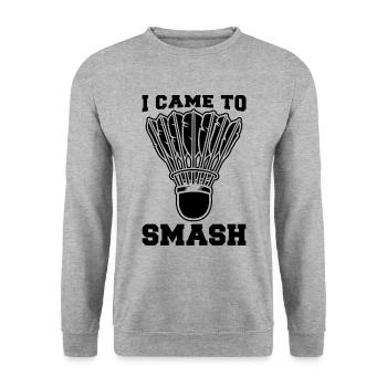I Came To Smash Racquet Sport Badminton Player - Unisex Sweatshirt - salt & pepper - Front - Alina (178cm) & Michal (187cm)