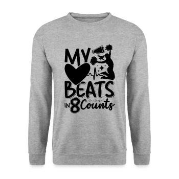 Mon cœur bat en 8 chefs d’accusation Pom-pom girl de l’équipe d’encouragement - Sweat-shirt Unisexe - gris chiné - Devant - Alina (178cm) & Michal (187cm)