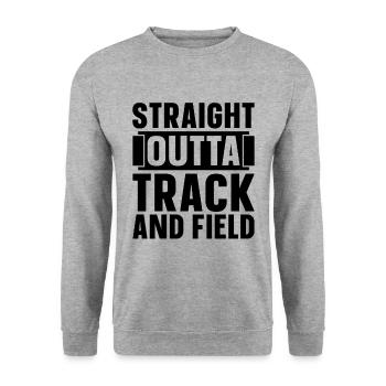 Straight Outta Track And Field Training Sprinter - Unisex Sweatshirt - salt & pepper - Front - Alina (178cm) & Michal (187cm)