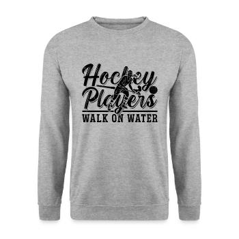 Hockey Players Walk On Foot Ball Hockey Player - Unisex Pullover - Weißgrau meliert - Vorne - Alina (178cm) & Michal (187cm)