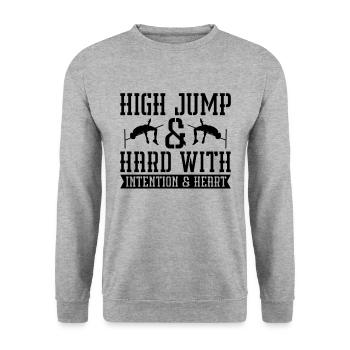 Jump High & Hard With Loves Gymnastics High Jumper - Unisex Pullover - Weißgrau meliert - Vorne - Alina (178cm) & Michal (187cm)
