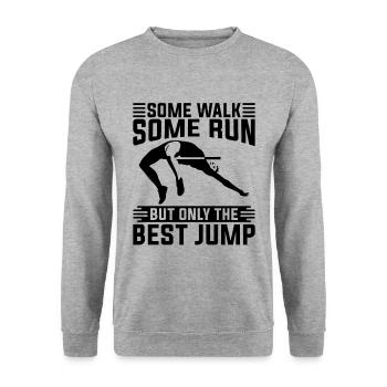 Some Walk Some Run Pole Vault Jumping High Jumper - Unisex Pullover - Weißgrau meliert - Vorne - Alina (178cm) & Michal (187cm)