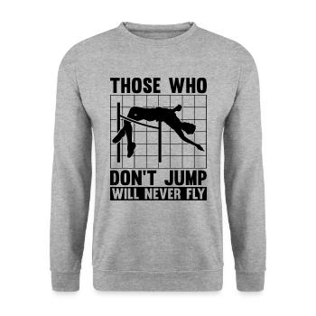 Those Who Don't Jump Will Gymnastics High Jumper - Unisex Pullover - Weißgrau meliert - Vorne - Alina (178cm) & Michal (187cm)