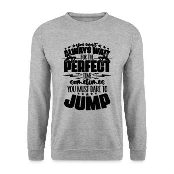 You Can't Always Wait For The Jumping High Jumper - Unisex Pullover - Weißgrau meliert - Vorne - Alina (178cm) & Michal (187cm)