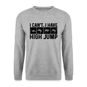 I Can't I Have High Retro Pole Vault High Jumper - Unisex Pullover - Weißgrau meliert - Vorne - Alina (178cm) & Michal (187cm)