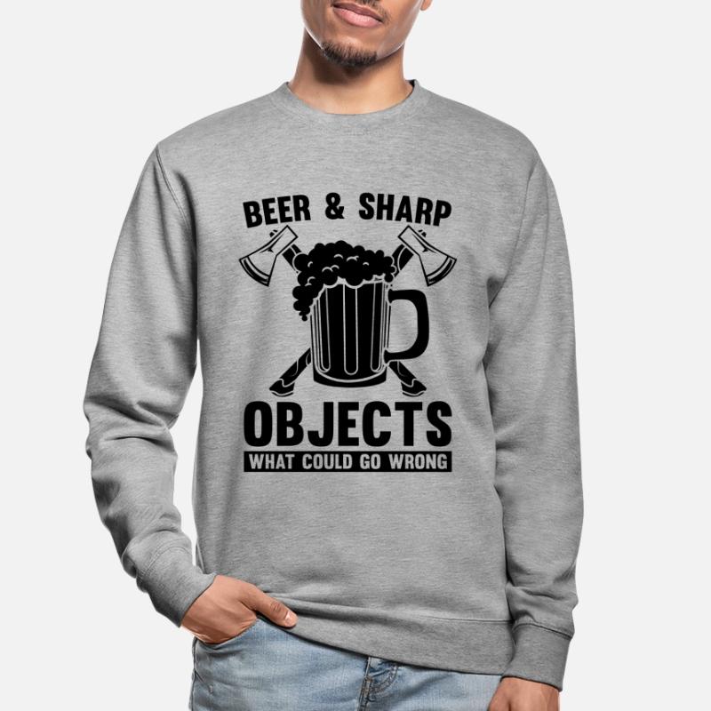 Beer & Sharp Objects Hatchet Throwing Axe Thrower Unisex Sweatshirt