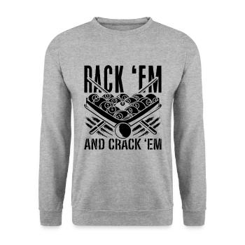 Rack 'Em And Crack Cue Sports Snooker Pool Player - Unisex Pullover - Weißgrau meliert - Vorne - Alina (178cm) & Michal (187cm)