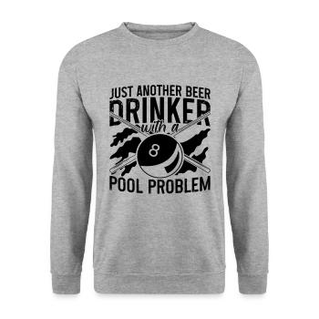 Just Another Beer Drinker Cue Stick Pool Player - Unisex Pullover - Weißgrau meliert - Vorne - Alina (178cm) & Michal (187cm)