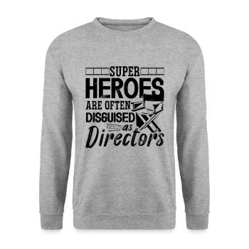 Super Heroes Are Often Cinema Movie Film Directors - Unisex Sweatshirt - salt & pepper - Front - Alina (178cm) & Michal (187cm)