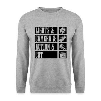 Lumières & Caméra & Rétro Aime les réalisateurs de films - Sweat-shirt Unisexe - gris chiné - Devant - Alina (178cm) & Michal (187cm)