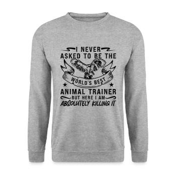 I Never Asked To Be Animal Rescue Animal Trainers - Unisex Pullover - Weißgrau meliert - Vorne - Alina (178cm) & Michal (187cm)