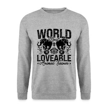 World's Most Loveable Zookeeper Animal Trainers - Unisex Pullover - Weißgrau meliert - Vorne - Alina (178cm) & Michal (187cm)