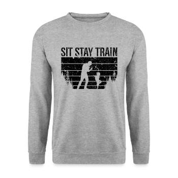 Sit Stay Train Retro Dog Trainer Animal Trainers - Unisex Sweatshirt - salt & pepper - Front - Alina (178cm) & Michal (187cm)