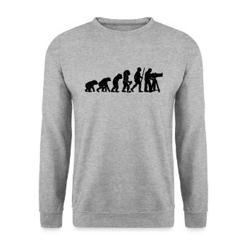 Cadreur Evolution Retro aime le cinéma - Sweat-shirt Unisexe - gris chiné - Devant - Alina (178cm) & Michal (187cm)