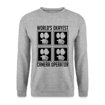 World's Okayest Retro Filmmaker Camera Operators - Unisex Sweatshirt - salt & pepper - Front - Alina (178cm) & Michal (187cm)
