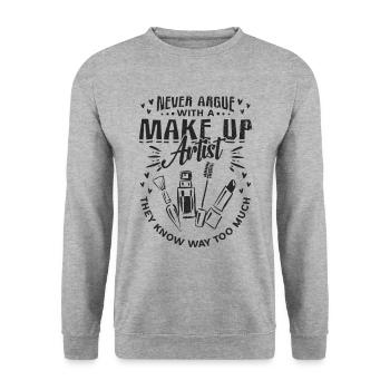 Never Argue With A Make Beautician Makeup Artists - Unisex Sweatshirt - salt & pepper - Front - Alina (178cm) & Michal (187cm)